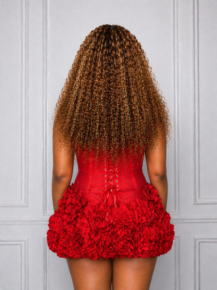 water wave human hair wig back view full density and volume
