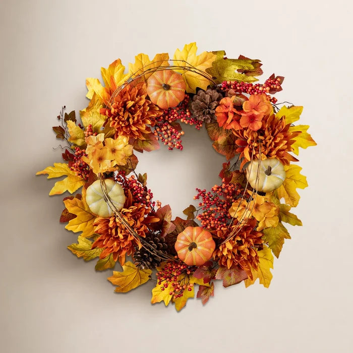 24'' Thanksgiving Faux Pumpkin & Gourds Wreath