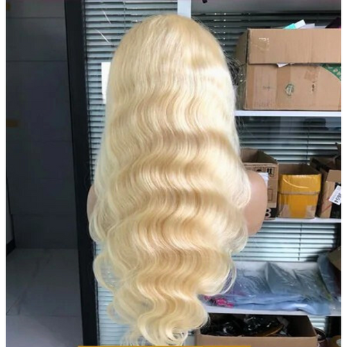613 blonde body wave human hair wig – 13x4 HD transparent lace front pre-plucked wig with natural hairline and soft wavy texture