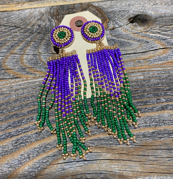 Mardi Gras Beaded Earrings