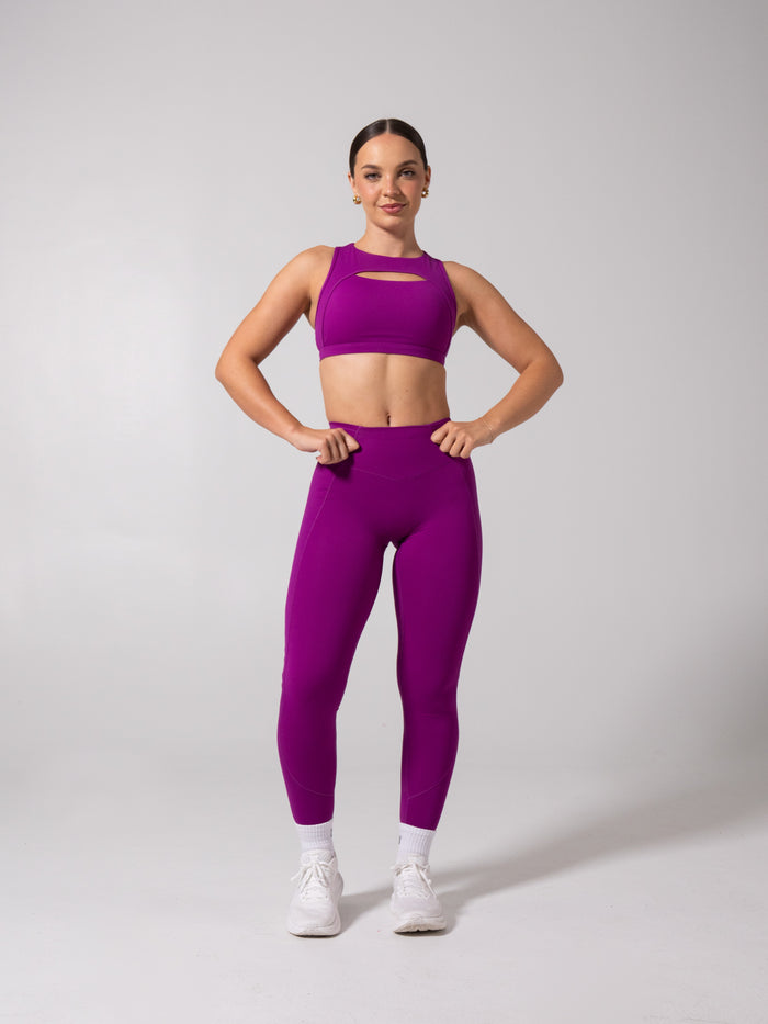Airbrush Multi Pocket Legging - Grape Juice
