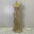 Alana Gold Strapless Ruched Backless Maxi Gown