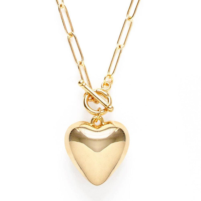 Amano Studio - Puffed Heart on Toggle Chain Necklace