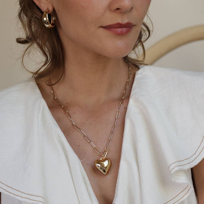 Amano Studio - Puffed Heart on Toggle Chain Necklace