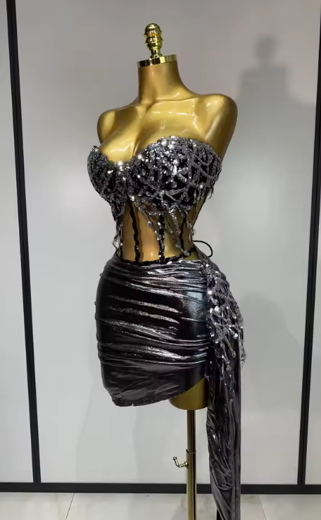 Amira sparkly sequins two piece evening party set for women