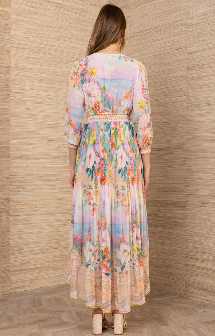Andie Chiffon Dress, color-Gold