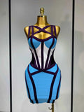 Andrea Sexy Bodycon Patchwork Mini Bandage Dress for Women