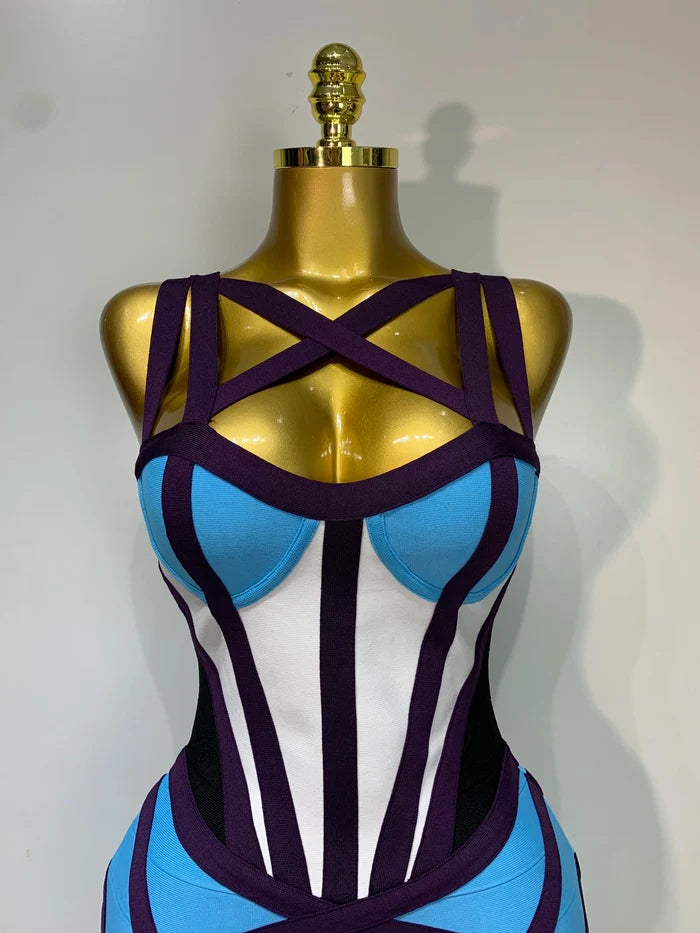 Look stunning in the Andrea bodycon patchwork mini bandage dress. Elegant party dress for birthdays, cocktail parties, date nights, and events.