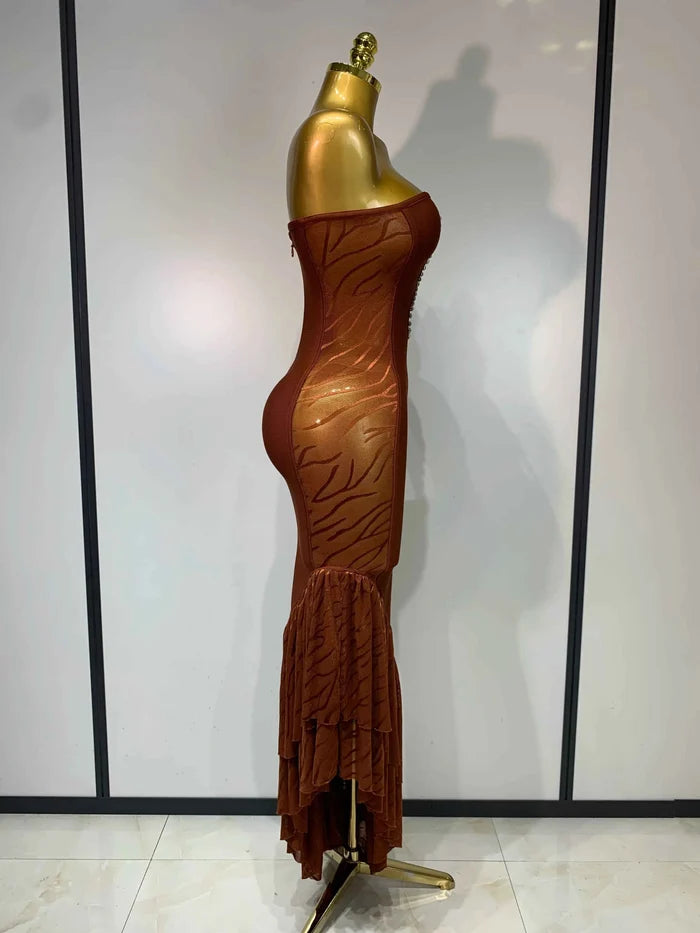 Angela Rhinestone Cut Out Bandage Dress