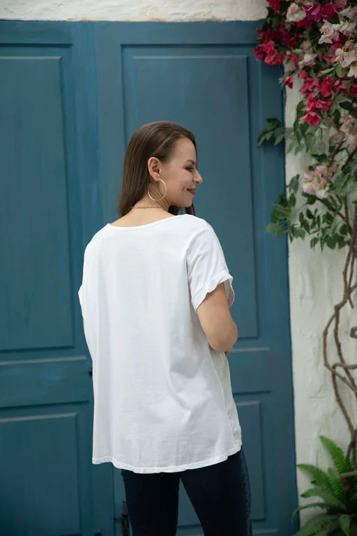 Ariana's Graphic linen Top with Leaves - 2 colors
