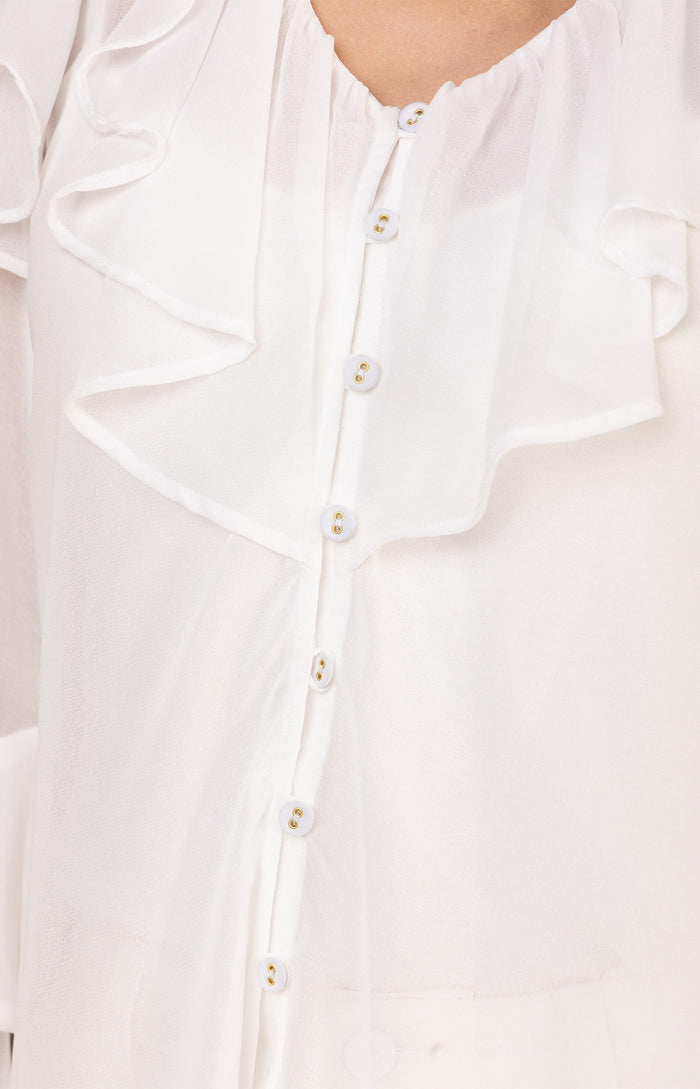 Axelle Chiffon Top, color-Ivory