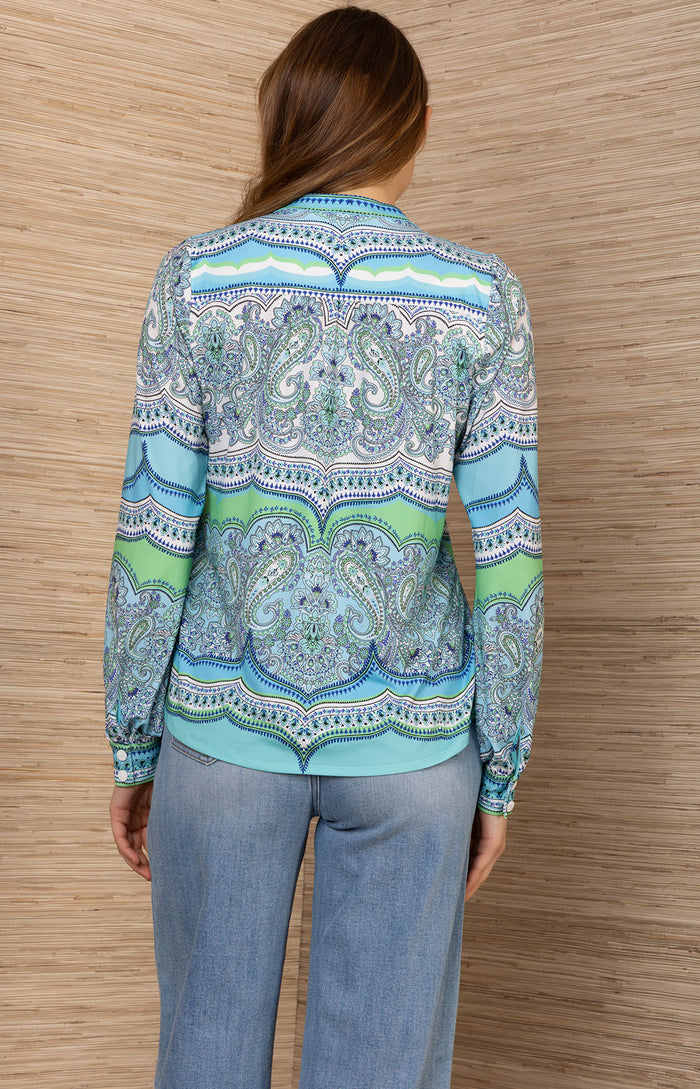 Azra Jersey Top, color-Turquoise