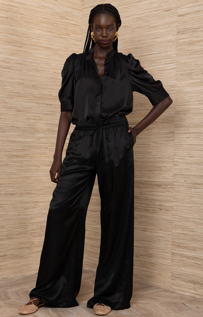 Bara Charmeuse Pant, color-Black