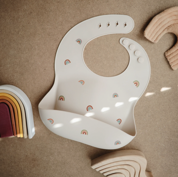 Bavoir en silicone | Arc-en-ciel