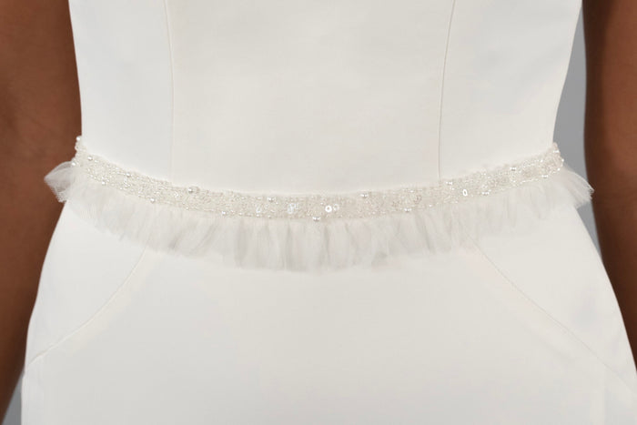Bead & Tulle Frill Bridal Belt - Accessory - Grace and Goddess