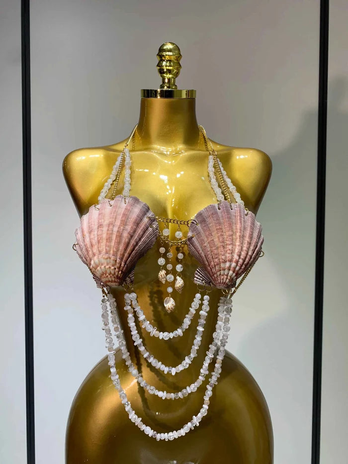 Beading Vest Hollow Out Tops Body Beachwear Lingerie Harness Beaded Bralette