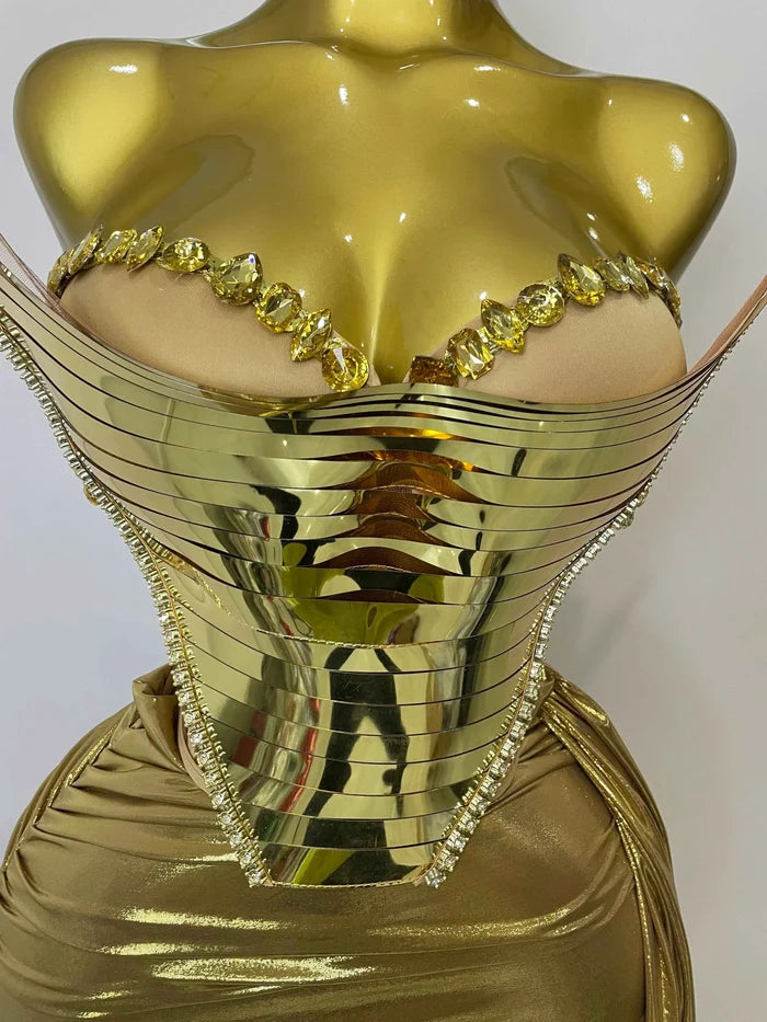 Belle sexy two-piece top with sparkling gold sequins birthday outfit for women party night out