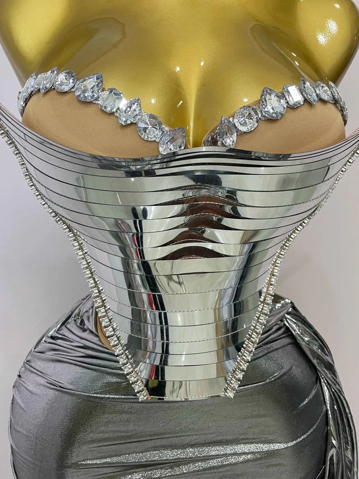 Belle sexy two-piece top with sparkling gold sequins birthday outfit for women party night out