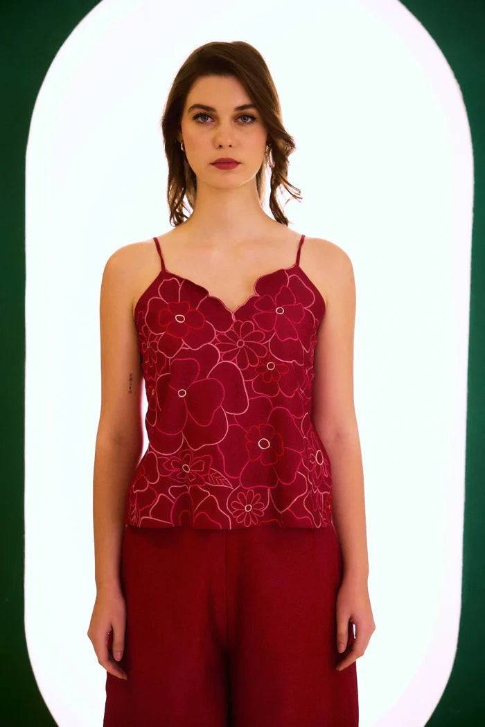 Berry  Zealous Embroidered Cape Set