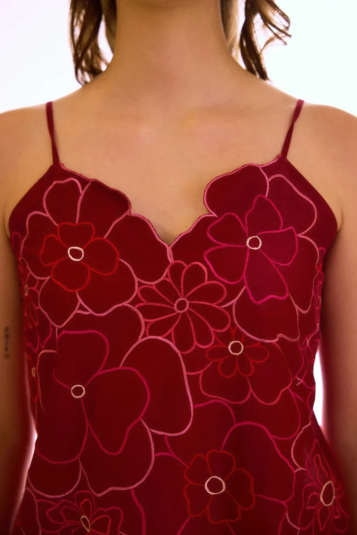 Berry  Zealous Embroidered Cape Set