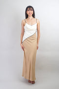 Private Label DRESSES Bias Cream Tan Slip Cowl Midi Dress