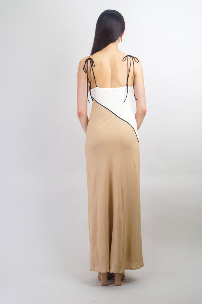 Private Label DRESSES Bias Cream Tan Slip Cowl Midi Dress