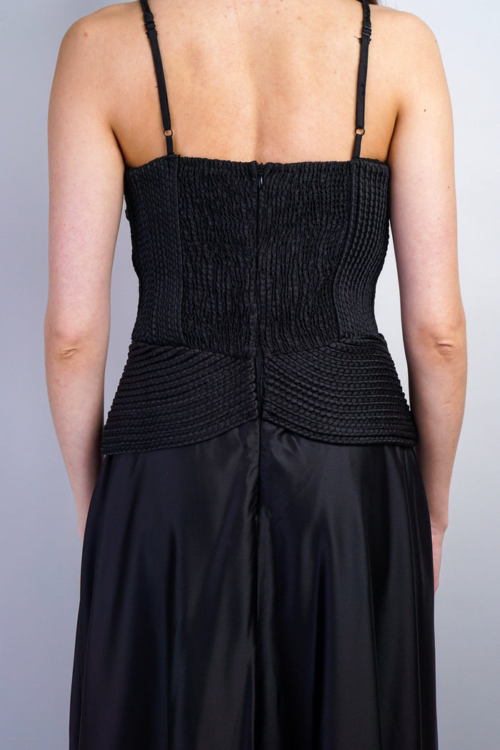 Private Label Black Braided Sweetheart Midi Dress