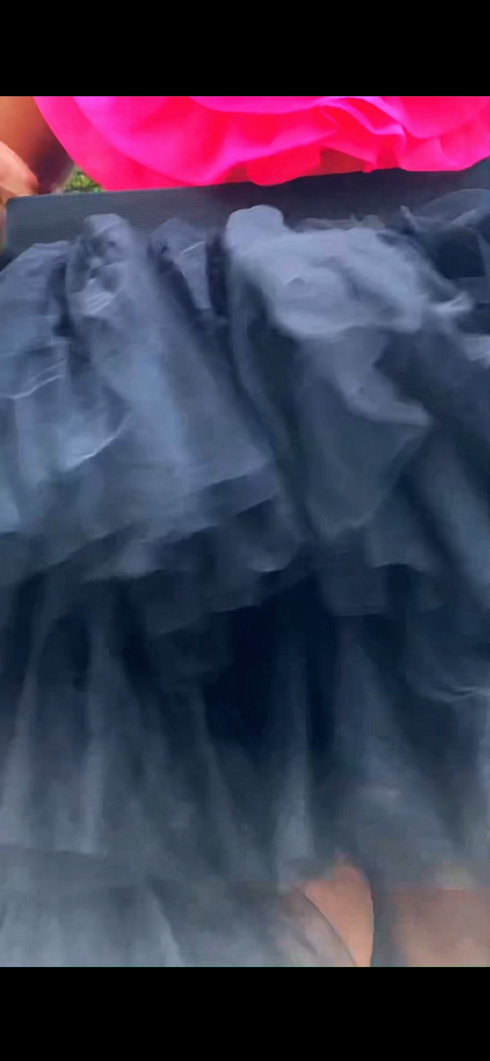 Black High-Low Tiered Tulle Statement Skirt