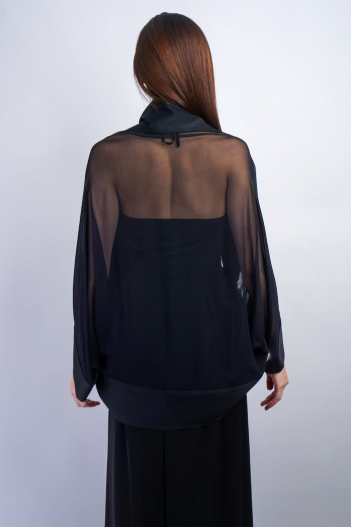 Chloe Dao JACKETS One Size / Black Black Silk Chiffon Cover Jacket
