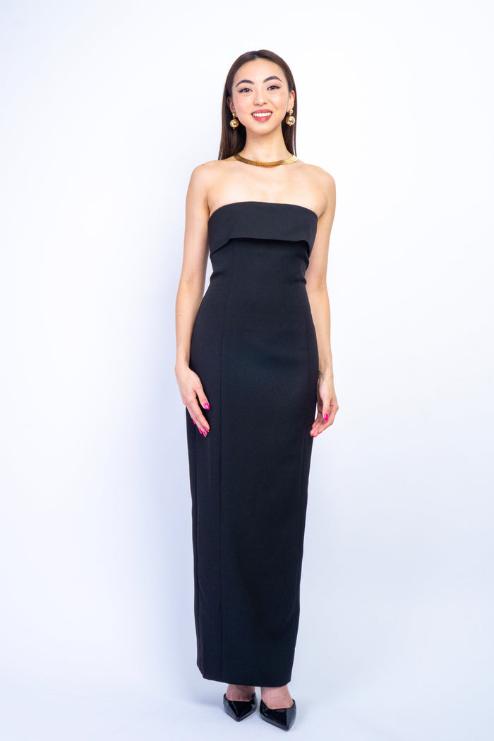 Private Label DRESSES Black Strapless Fold Over Band Pencil Maxi Dress