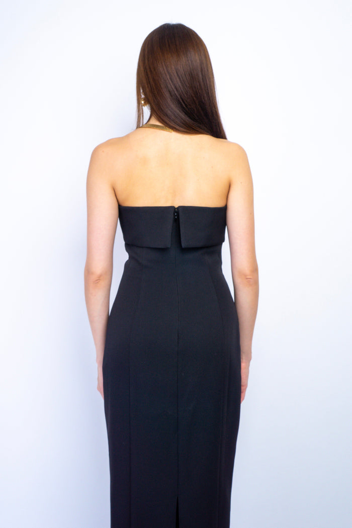 Private Label DRESSES Black Strapless Fold Over Band Pencil Maxi Dress