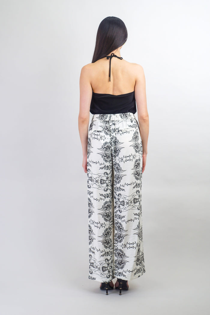Private Label PANTS Black/White Drawstring Linen Pant