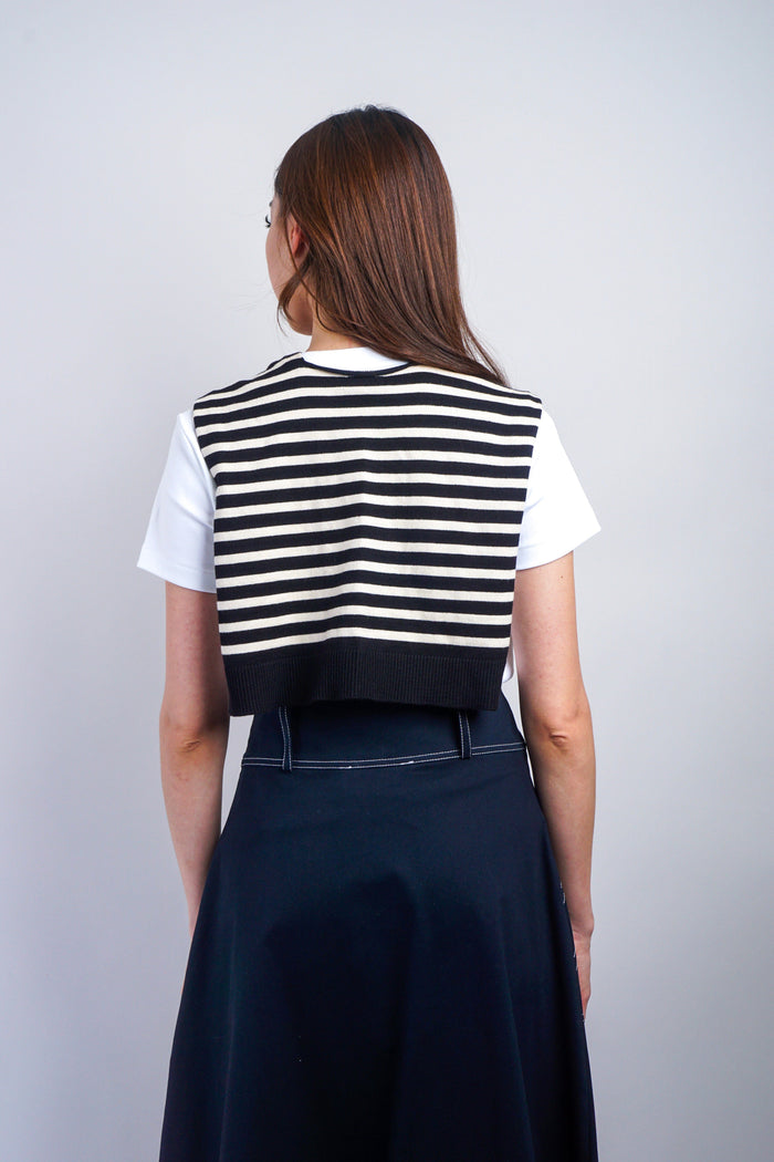 Private Label SCARVES Black/White Striped Knit Shoulder Shawl