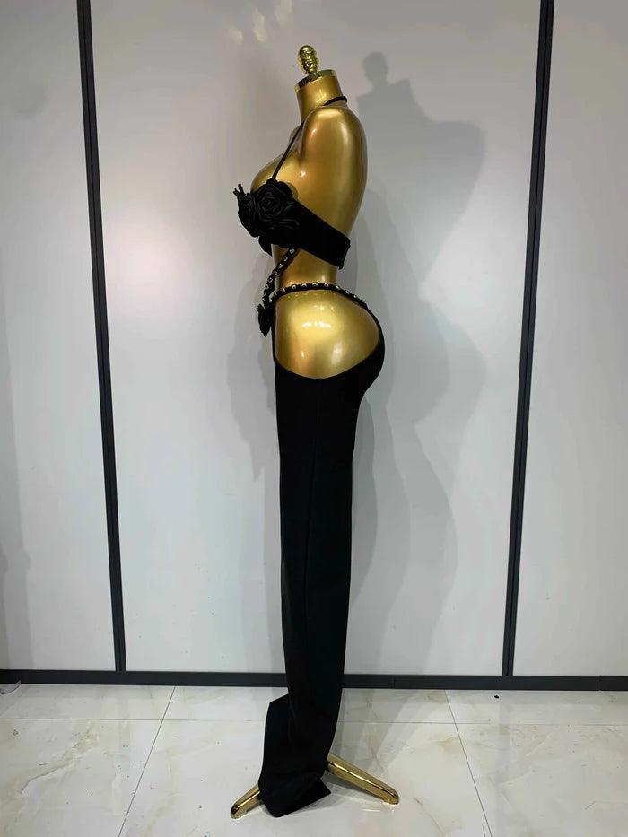 Blanca Halter Backless Maxi Long Bodycon Bandage Dress