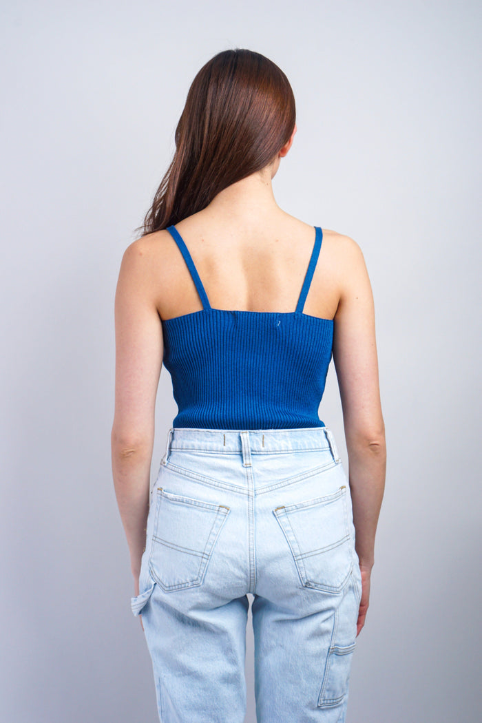 Private Label TOPS Blue Buckle Strapped Bodysuit