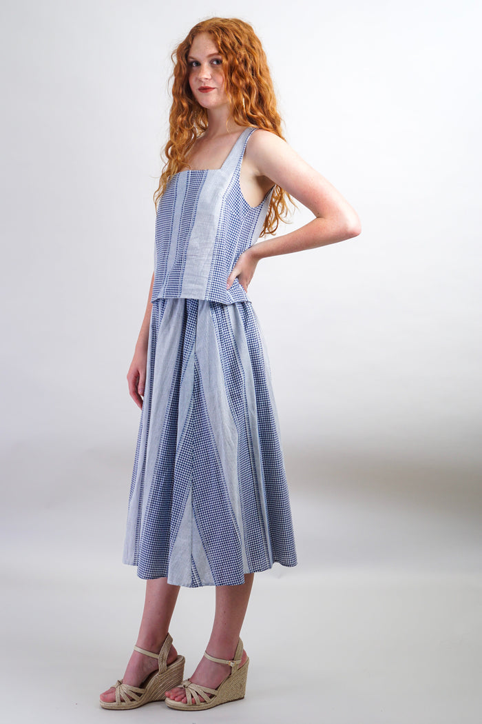 Private Label SKIRTS Blue & White Gingham Maxi Skirt