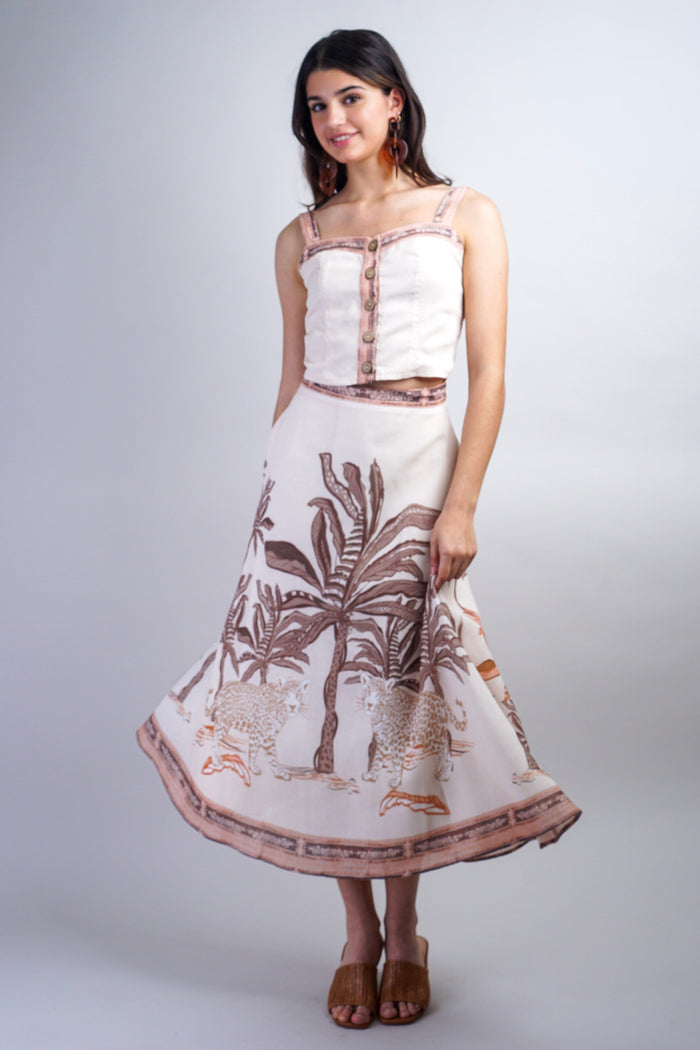 Private Label TOPS Beige Tropical Button Down Top