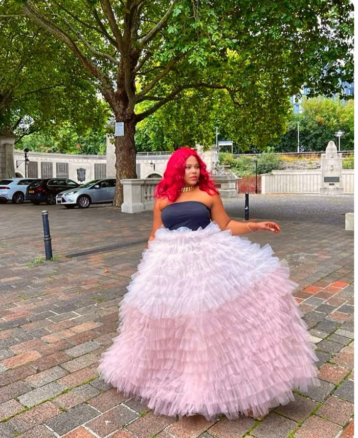 ombré multi layered puff tulle skirt