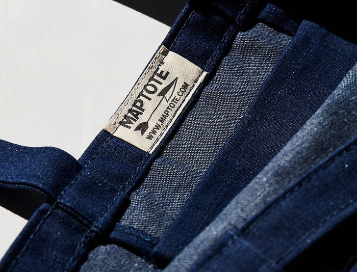Boston Font Denim Tote - Cotton Denim, USA Made