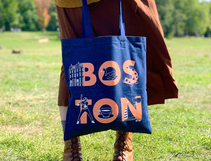 Boston Font Denim Tote - Cotton Denim, USA Made
