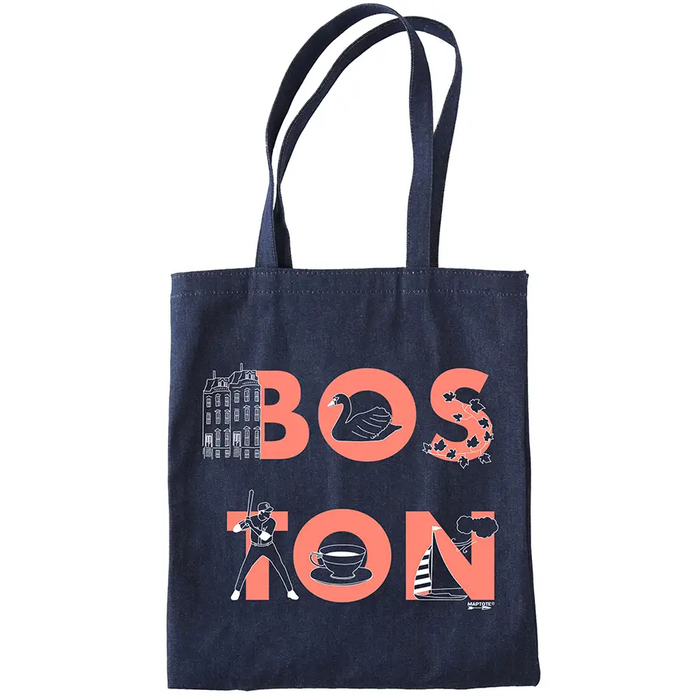Boston Font Denim Tote - Cotton Denim, USA Made