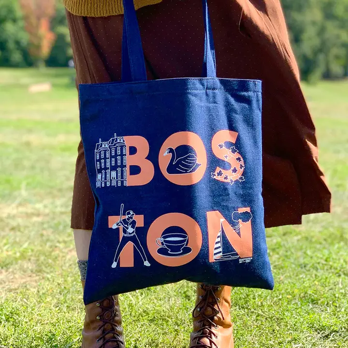 Boston Font Denim Tote - Cotton Denim, USA Made