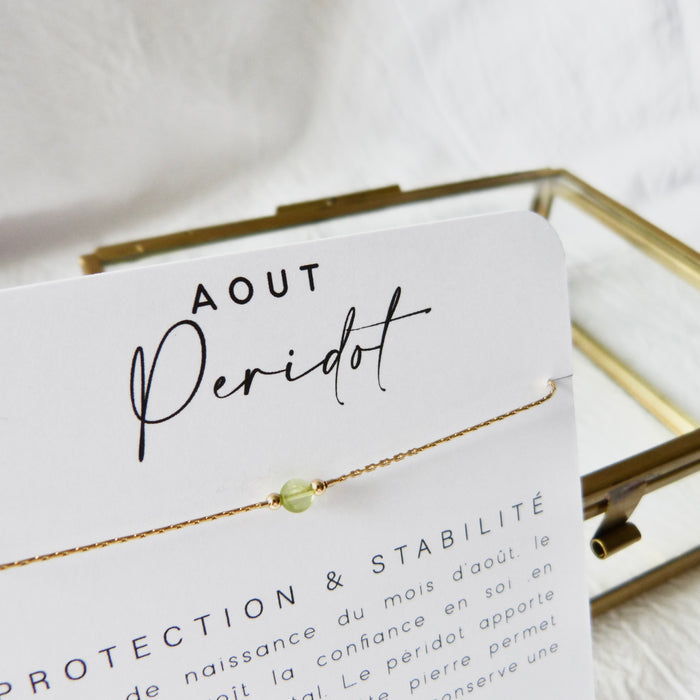 Bracelet pierre de naissance | Août: Peridot