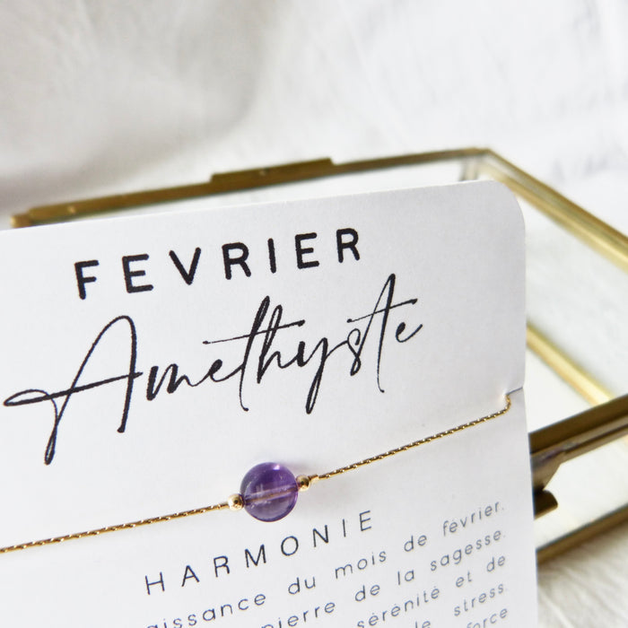 Bracelet pierre de naissance | Février: Améthyste