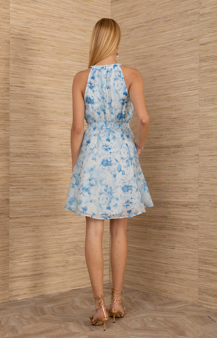 Bria Organza Floral Dress, color_blue