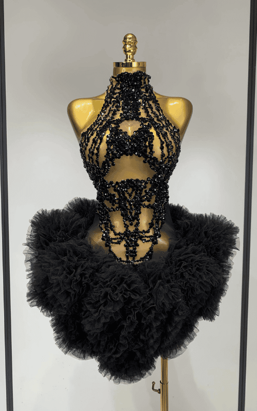 Sexy see-through mesh cocktail mini dress with diamond rhinestone embellishments and fitted silhouette
