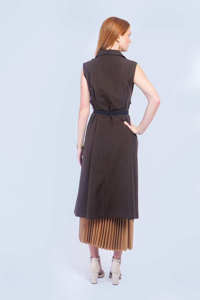 Private Label TOPS Brown Brown Diamond Vest Dress