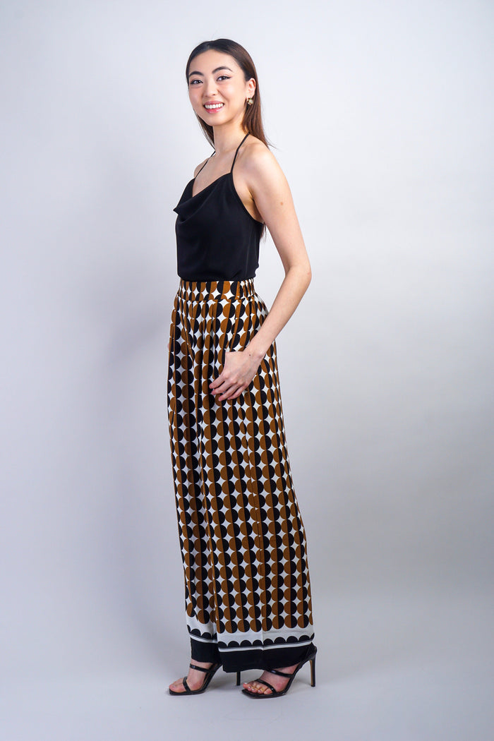 Private Label PANTS Brown/Black Scallops Print Pants