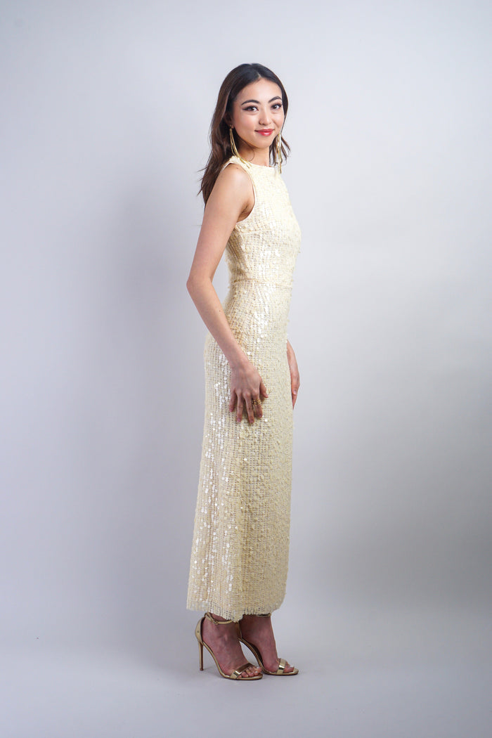 Private Label DRESSES Butter Sequin Crew Neck Slim Midi Dress