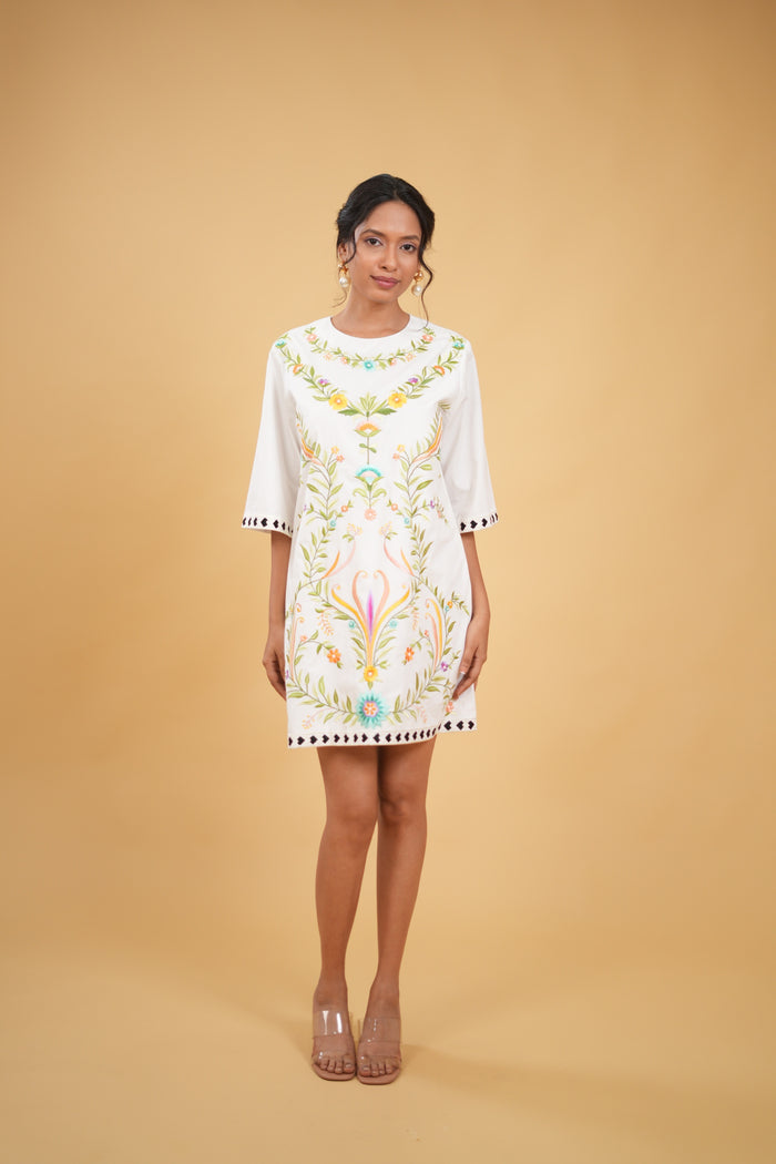 Camellia Embroidered Shift Dress